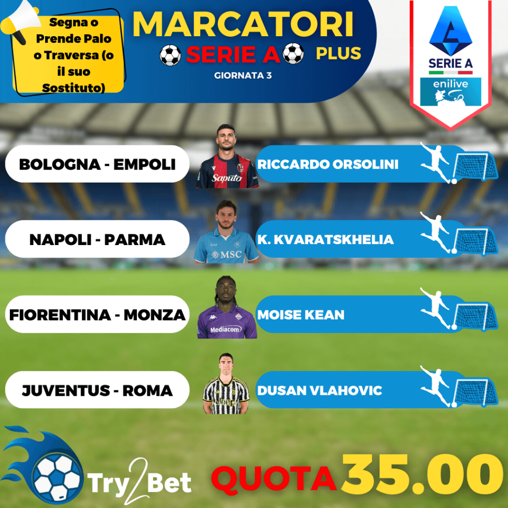 marcatori plus 3° giornata serie A 2024/2025