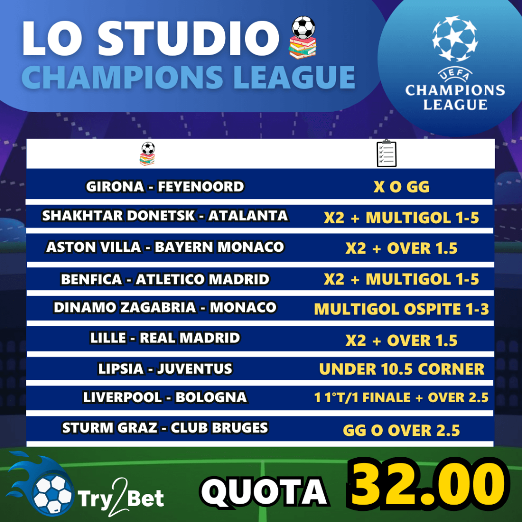 studio champions league 2 ottobre 